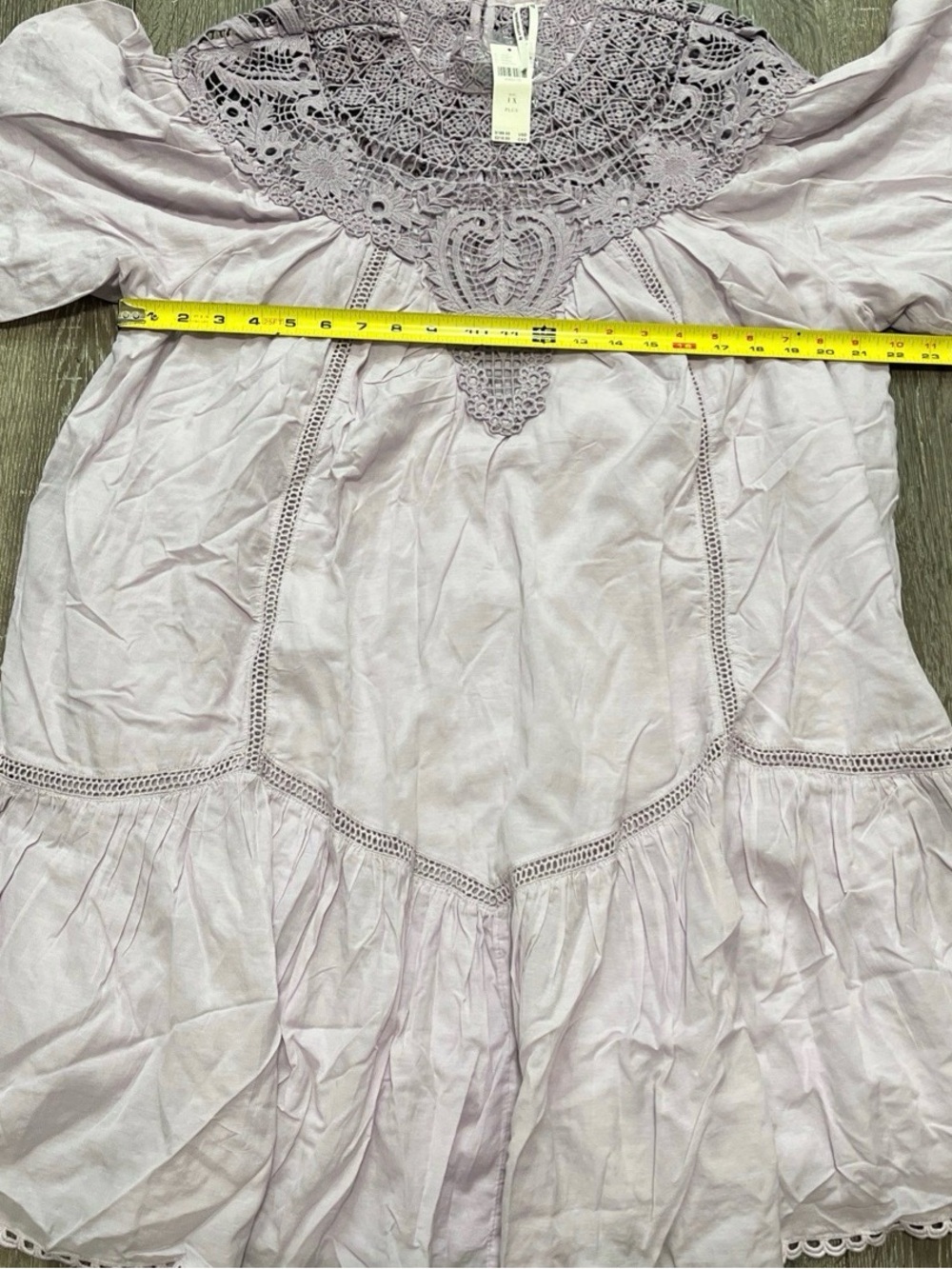 By Anthropologie High-Neck Lace Tunic Mini Dress Lilac Plus Size 1X New - Picture 7 of 9